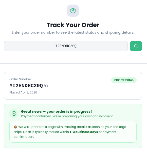 Track order screenshot